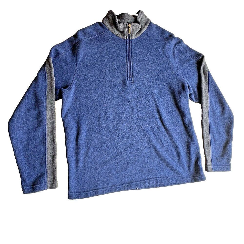 Lands End Mens 42-34  Blue 1/4 Zip pullover Sweater blue navy Flawless Soft